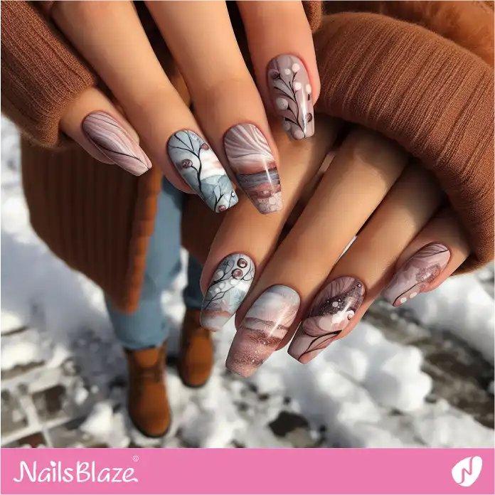 Brown Watercolor Nail Design | Paint Nail Art - NB2229